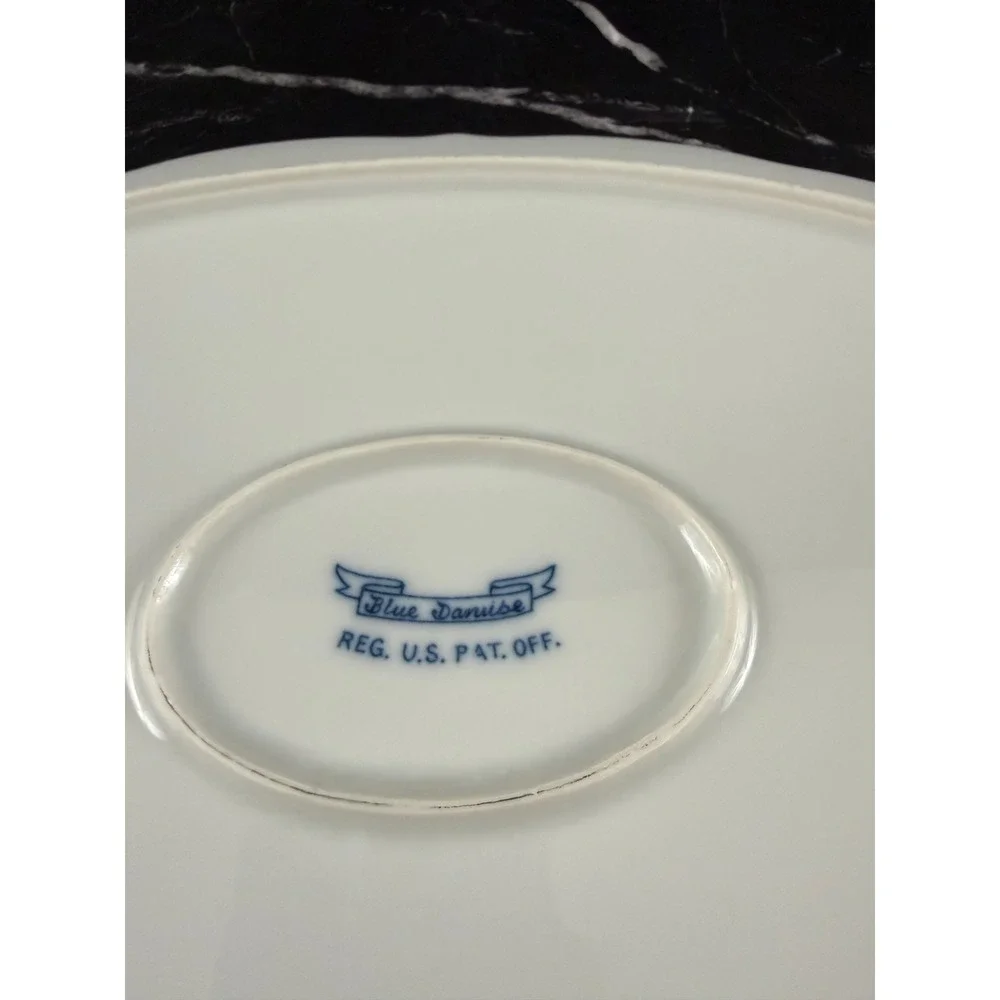 VTG Blue Danube Blue Onion 14in Serving Platter Banner Backstamp EUC!